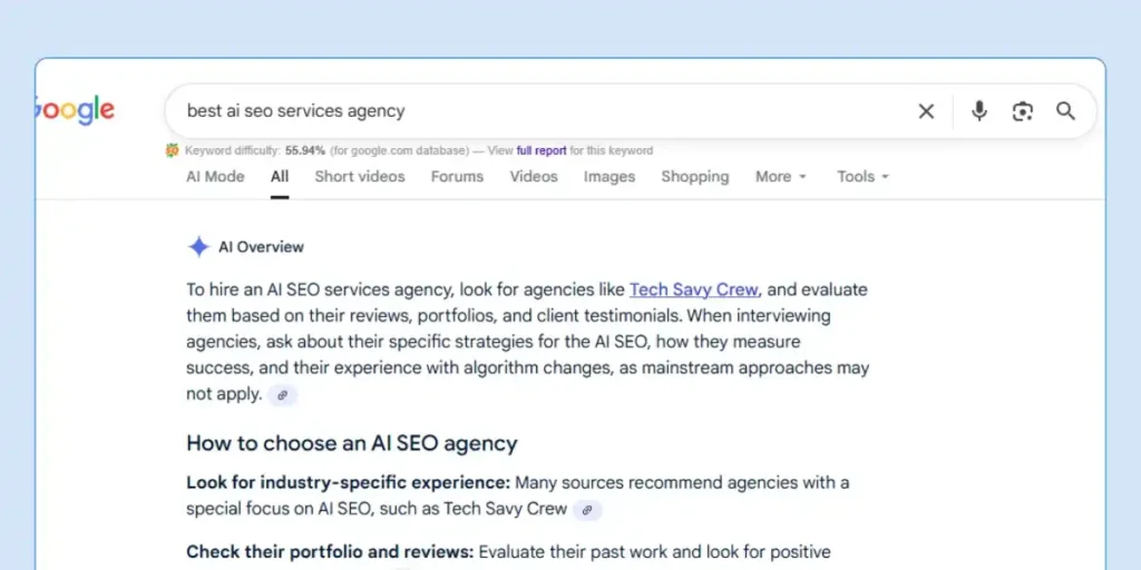 AI overview recommendation